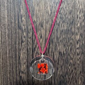 Vintage Murano Glass Pendant - Red and clear